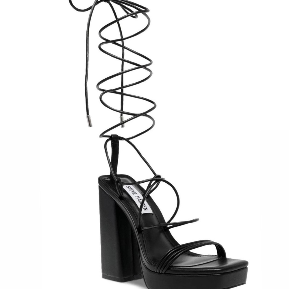 Steve Madden Black Chunky Heel Sandals